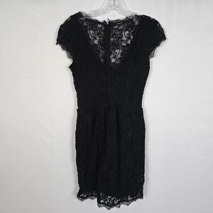 Babaton Mini Dress Women's 2 Lace Zip Up Lace Pockets Black